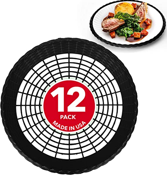 Stock Your Home 9” Paper Plate Holder in Black (12 Count) - Paper Plate Holders Plastic Heavy Duty - Plastic Paper Plate Holder - Woven Paper Plate Holder - Paper Plate Holders Reusable