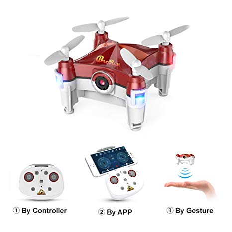 Mini Drone with Camera Live Video 2.4GHz Wifi FPV RC Quadcopter with Headless Mode, Red