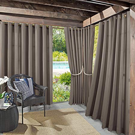 Sun Zero Beacon Woven Indoor/Outdoor UV Protectant Grommet Curtain Panel 52" x 84" Gray