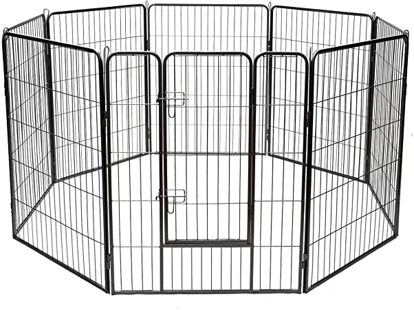 Giantex 16/8 Panel Pet Playpen with Door, Foldable Dog Exercise Pen, Portable Configurable Cat Chicken Rabbit Fence Outdoor Outdoor, Metal Pet Exercise Fence Barrier Kennel