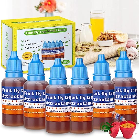 Fruit Fly Trap Bait Only,Fly Indects Trap Attractant for Indoor Outdoor,Effective Fruit Fly Trap Refills Liquid,Fruit Fly Trap Bait Refill for Home,Kitchen,Plants