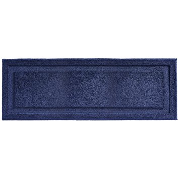 mDesign Soft Microfiber Polyester Non-Slip Extra-Long Spa Mat/Runner, Plush Water Absorbent Accent Rug for Bathroom Vanity, Bathtub/Shower, Machine Washable - 60" x 21" - Navy Blue