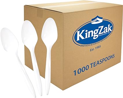Plastic Teaspoons, Medium Weight Disposable Cutlery, 1000 Count, White