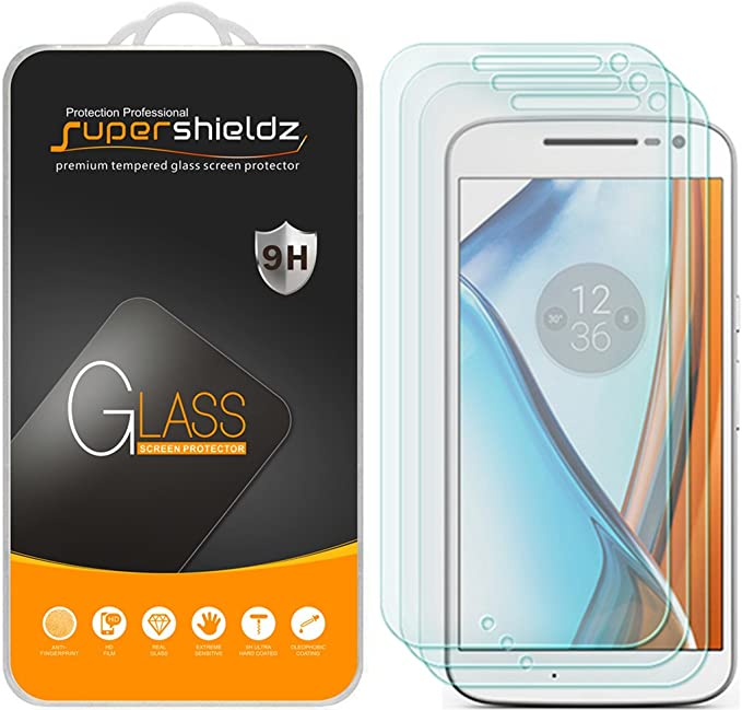 [3-Pack] Motorola Moto G4 / Moto G (4th Generation) Tempered Glass Screen Protector, Supershieldz Anti-Scratch, Anti-Fingerprint, Bubble Free, Lifetime Replacement Warranty