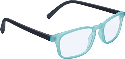 True Gear iShield Anti Reflective Computer Glasses Block Blue Light and Harmfull UV with Clear Lens for Kids and Teens - Rectangle Frame - Light Blue with 2 in 1 Stylus Pen