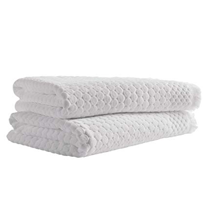 Rivet Contemporary Sculpted Dot Cotton Bath Towels, Set of 2, White