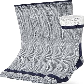 Alvada Mens Merino Wool Crew Socks Thermal and Warm Socks for Winter Work Hiking Running 3 Pairs