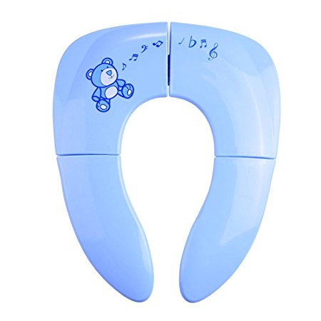 Travel Potty Seat, Tinabless Portable Folding Reusable Travel Toilet Potty Training Seat Covers Liners for Babies, Toddlers and Kids (Blue)