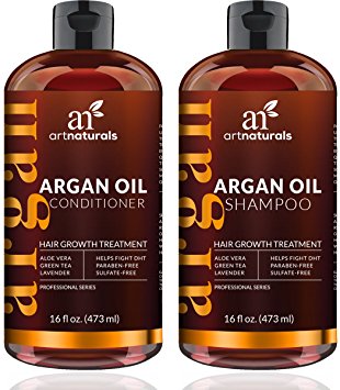 ArtNaturals Moroccan Argan Oil Hair Loss Shampoo & Conditioner Set - Hair Regrowth (2x16Oz) Sulfate Free- Treatment for Hair Loss, Thinning Hair & Hair Growth, Men & Women- Made W/ Organic Ingredients