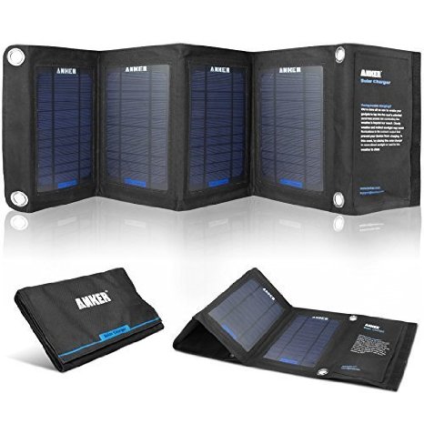 Anker 14W Solar Panel Foldable Dual-port Solar Charger with PowerIQ Technology for 5V USB-charged Devices Including GPS Units, iPhone 6 Plus 5S 5C 5 4S, iPad Air Mini, Samsung Galaxy S5 S4 Note Tab, Nexus, HTC, Motorola, Nokia, PS Vita, Gopro, more Phones and Tablets