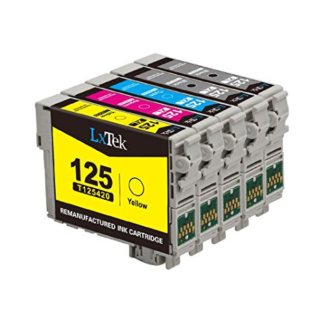 LxTek Remanufactured Ink Cartridge Replacement Set For Epson 125 (2 Black|1 Cyan|1 Magenta|1 Yellow) 5 Pack T125120 T125220 T125320 T125420 Compatible With Epson InkJet Stylus NX130 NX230 NX530 NX625