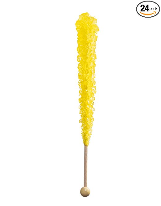 Candy Buffet Store - Yellow Rock Candy on a Stick - Pack of 24 (Banana Flavored) - Bulk Yellow Candy with Free How to Build a Candy Buffet E-book 100% Satisfaction Guarantee!