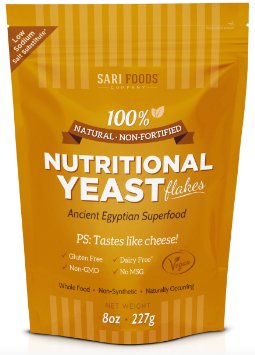 Sari Foods Natural Non-Fortified Nutritional Yeast Flakes, 8 oz.