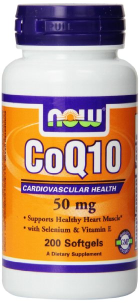 Now Foods CoQ10, 50mg with Vitamin E, Softgels, 200-Count