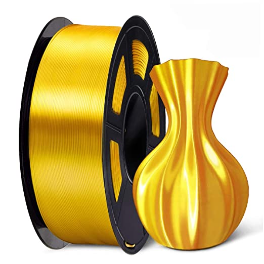 SUNLU PLA Silk Gold 3D Printer Filament, 1.75 mm PLA Filament Dimensional Accuracy  /- 0.02 mm, 1 kg Spool, Silk PLA Gold