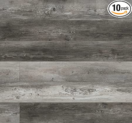 MSI McKenna 7 in. x 48 in. Luxury Vinyl Flooring, Rigid Core Planks, LVT Tile, Click Lock Floating Floor, Waterproof LVT, Wood Grain Finish, Digby Gray-Dark, 23.77 Square Feet