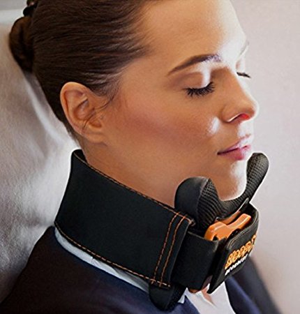 SleepX neckrest - Premium Travel Pillow, Headrest: Better Than Neck Roll, Neck Rest, Neck Pillow – Perfect for Sleeping on Plane, Train, Car and Bus (textilecover, L (collar size – 16 1⁄2″- 22 3⁄4″))