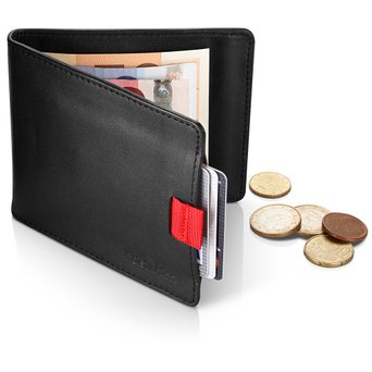 Distil Union - Wally Euro, Slim Leather Wallet with Coin Pouch and Money Clip