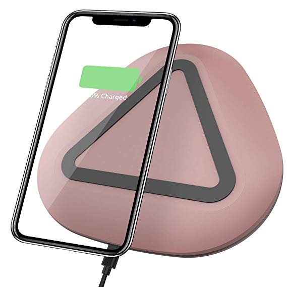 Wireless Charger Vidgoo Qi Certified Fast Charging Pad Wireless Charging Pad Compatible with iPhone Xs MAX/XR/XS/X/8/8 Plus Galaxy Note 9/S9/S9 Plus/Note 8/S8-Rosegold