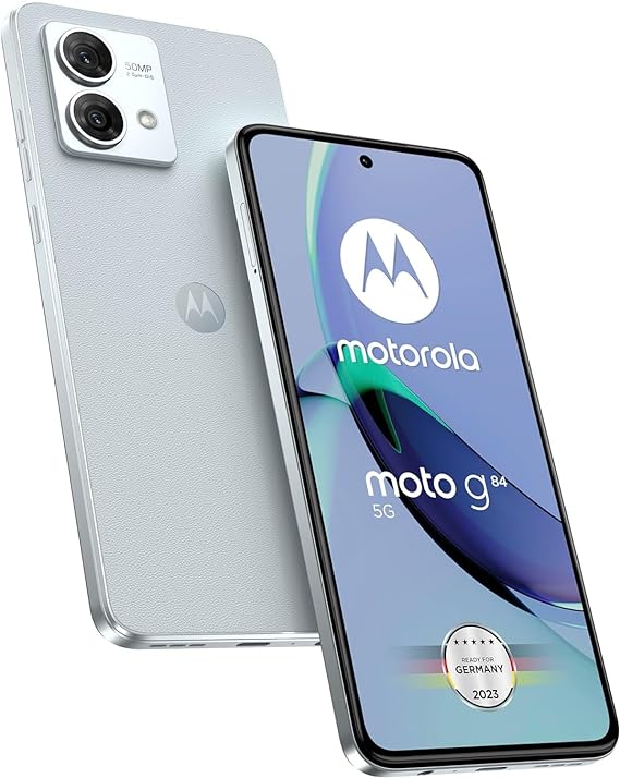 Motorola Moto G84 5G XT2347-1 (Dual SIM) 8/256GB | 6.5" P-OLED 120Hz Display | 50MP Camera | 5000 mAh Li-Po Battery | GSM Factory Unlocked | (NO CDMA) | International Model - (Artic Blue)