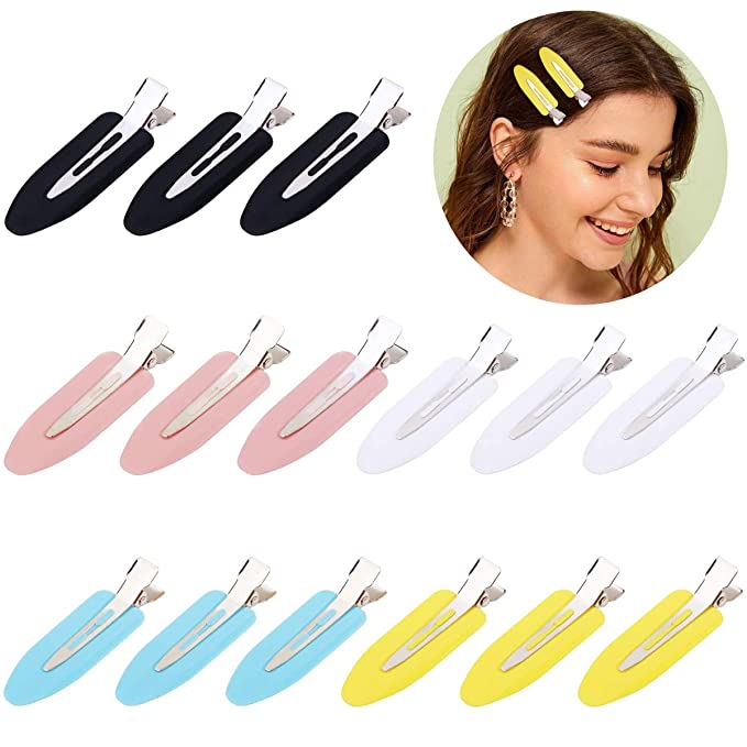 15 Pieces 2.4 inch No Bend Hair Clips, No Crease Hair Clips, Styling Clips for Hairstyle, Curl Pin Clips for Makeup, Bangs Hair Clips for Women and Girls