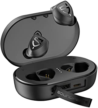 SoundPEATS TrueShift2 Wireless Earbuds Bluetooth 5.0 Headphones, 100H Playtime, IPX7 Waterproof TWS Sports Earbuds, Touch Control, Hi-Fi Stereo Earphones, Input (USB-C)/Output Charging Case(3000mAh)