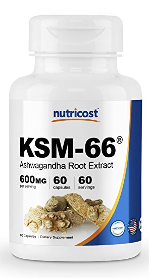 Nutricost KSM-66 Ashwagandha Root Extract 600mg, 60 Veggie Caps - High Potency 5% Withanolides - With BioPerine - Organic Full-Spectrum Root Extract
