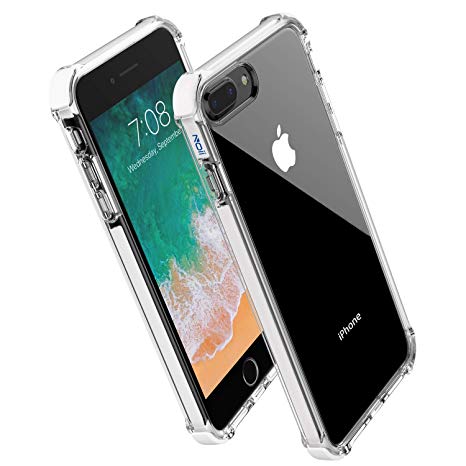 For iPhone 8 plus case iPhone 7 plus case,Noii clear Hybrid Drop protection case,[TPE Super Rubber bumper] shockproof case,upgraded reinforced Edges technology,heavy duty protective cover -White