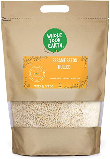 Wholefood Earth Sesame Seeds Hulled - GMO Free - Vegan - Dairy Free - No Added Sugar, 1 kg