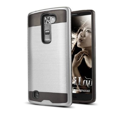 LG K7 Case,LG Tribute 5 Case, kaesar [Slim Fit] [Shock Absorption] [Impact Resistant] Brushed Metal Texture Hybrid Dual Layer Slim Protector Case Cover for LG K7 Case,LG Tribute 5 - Silver