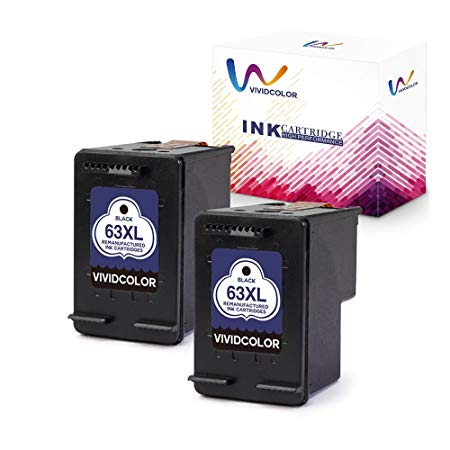 Vividcolor Compatible with HP 63XL 63 Ink Cartridge High Yield 2 Black Work with HP DeskJet 1112 2130 3630 2132 3633 3634 OfficeJet 4650 3830 3831 3833 4655 Envy 4520 4516 4524 Printer
