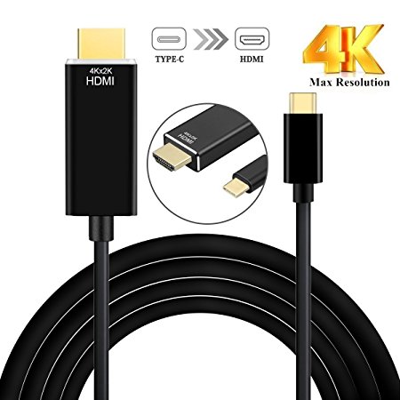 Type C to HDMI (4Kx2K) Cable 6ft/1.8m, Topoint USB-C to HDMI 4K UHD Adapter for New 2015 Macbook,2016 Macbook Pro,Chromebook Pixel, Plug and Play