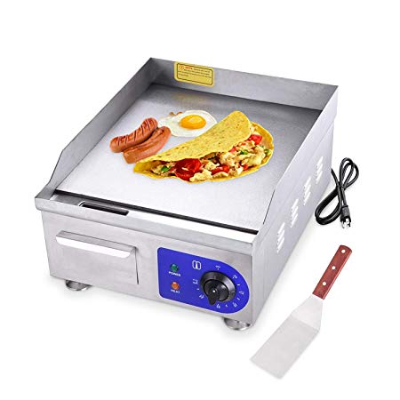 Koval Inc. 15" 1500W Food Electric Griddle Countertop Grill Commercial (15" 1500W, Stainless Steel)