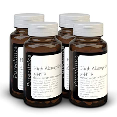 5HTP 300mg x 360 tablets (4 bottles with 90 tablets in each - 12 months supply. With 220mg Vitamin C, B6, and black pepper extract. SKU: 5H3x4