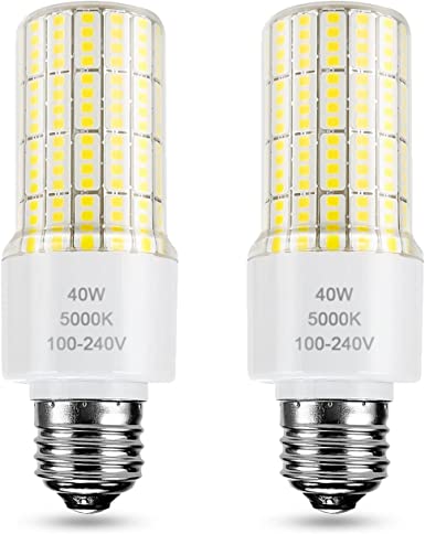 2 Pack Led Light Bulbs 5000Lm 300W Equivalent 5000K Cool Daylight White Led Bulbs E26/E27 Medium Base Led Corn Light Bulb for Outdoor Indoor Lamp Bedroom Chandelier Balcony Office Garage Warehouse