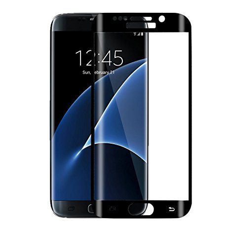 S7 Edge Tempered Glass,iAlegant 9H Screen Protector Full Coverage Curved Ultra HD Clear Film Scratch Proof for Samsung Galaxy S7 Edge (Black)