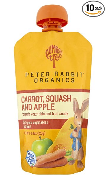 Peter Rabbit Organics, Carrot, Squash and Apple Puree, 4.4-Ounce Pouches (Pack of 10)