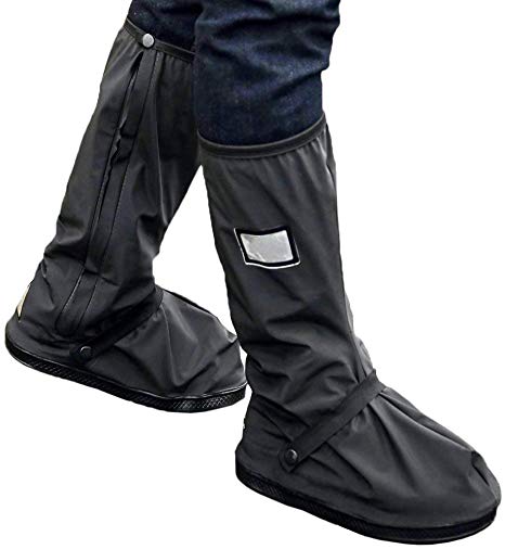 elecnewell Rain Boot Shoe Cover Waterproof Overshoes with Reflector Foldable Reusable Adjustable Rainproof