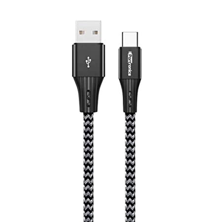 Portronics Konnect A 3A Fast Charging Nylon Braided Type C Cable with Data Sync Function – 2 Meter (Black)