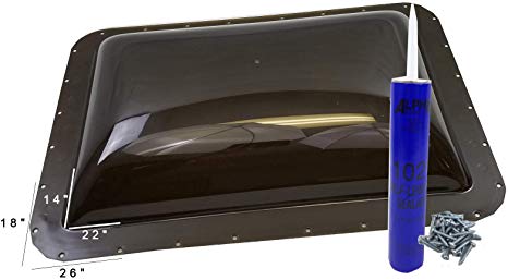 Class A Customs Premium Heavy Duty RV Camper Trailer Skylight - 18 x 26 OD / 14 x 22 ID Smoke - Install Kit CS