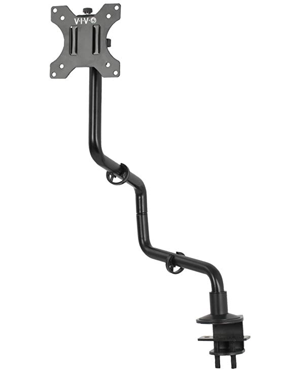 VIVO Black Full Articulating Motion Single Monitor Desk Mount Steel Stand for Screen up to 32" (STAND-V001S)