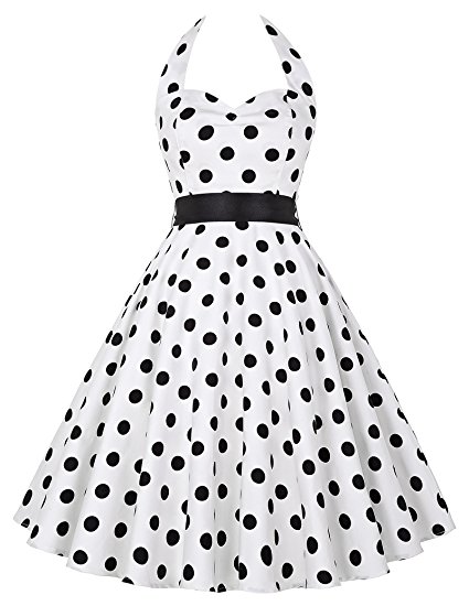 GRACE KARIN Women's Halter 50s Vintage Swing Dress for Cocktail Party