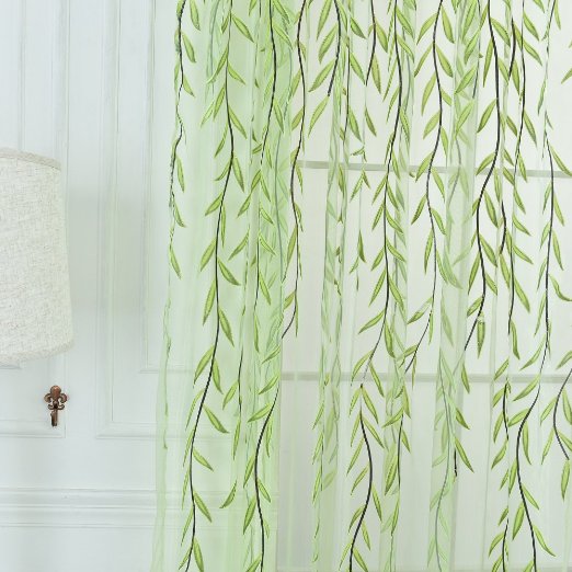 Edal Willow Tulle Voile Door Window Curtain Drape Panel Sheer Scarf Valances Green