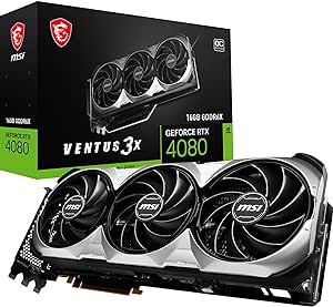 MSI GeForce RTX 4080 16GB VENTUS 3X OC Gaming Graphics Card - 16GB GDDR6X, 2550 MHz, PCI Express Gen 4, 256-bit, 3x DP v 1.4a, HDMI 2.1a (Supports 4K & 8K HDR)