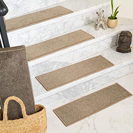 Natural Area Rugs Malvern, Polypropylene Brown, Handmade Stair Treads Carpet Set of 4 (9" x 29")