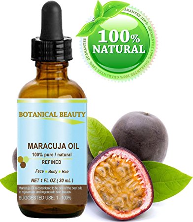 MARACUJA OIL. 100% Pure / Natural. Cold Pressed / Undiluted. For Face, Hair and Body. 1 Fl.oz.- 30 Ml. By Botanical Beauty