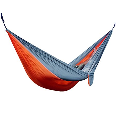 Travel Camping Hammock Portable Parachute Nylon Fabric for Hiking, Boating, Sleeping, Backpacking, Climbing