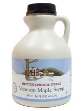 Hidden Springs Natural Vermont Maple Syrup, Premium Grade B, 16 Ounce