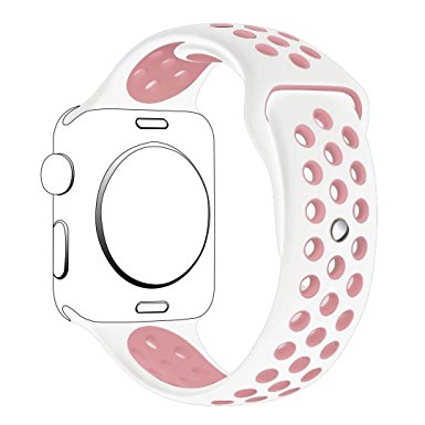 Apple Watch Band Series 1 Series 2,Hailan Soft Durable Sport Replacement Wrist Strap for iWatch,38mm,S/M,White / Light Pink