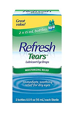 Refresh Tears Lubricant Eye Drops, 2 Bottles 0.5 fl oz,15mL each Sterile,30mL